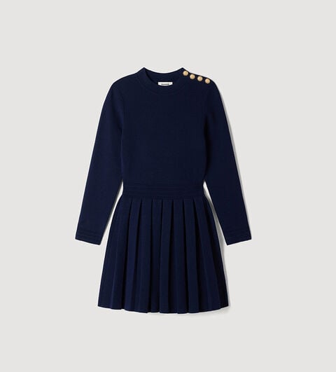 Short knit dress with buttons