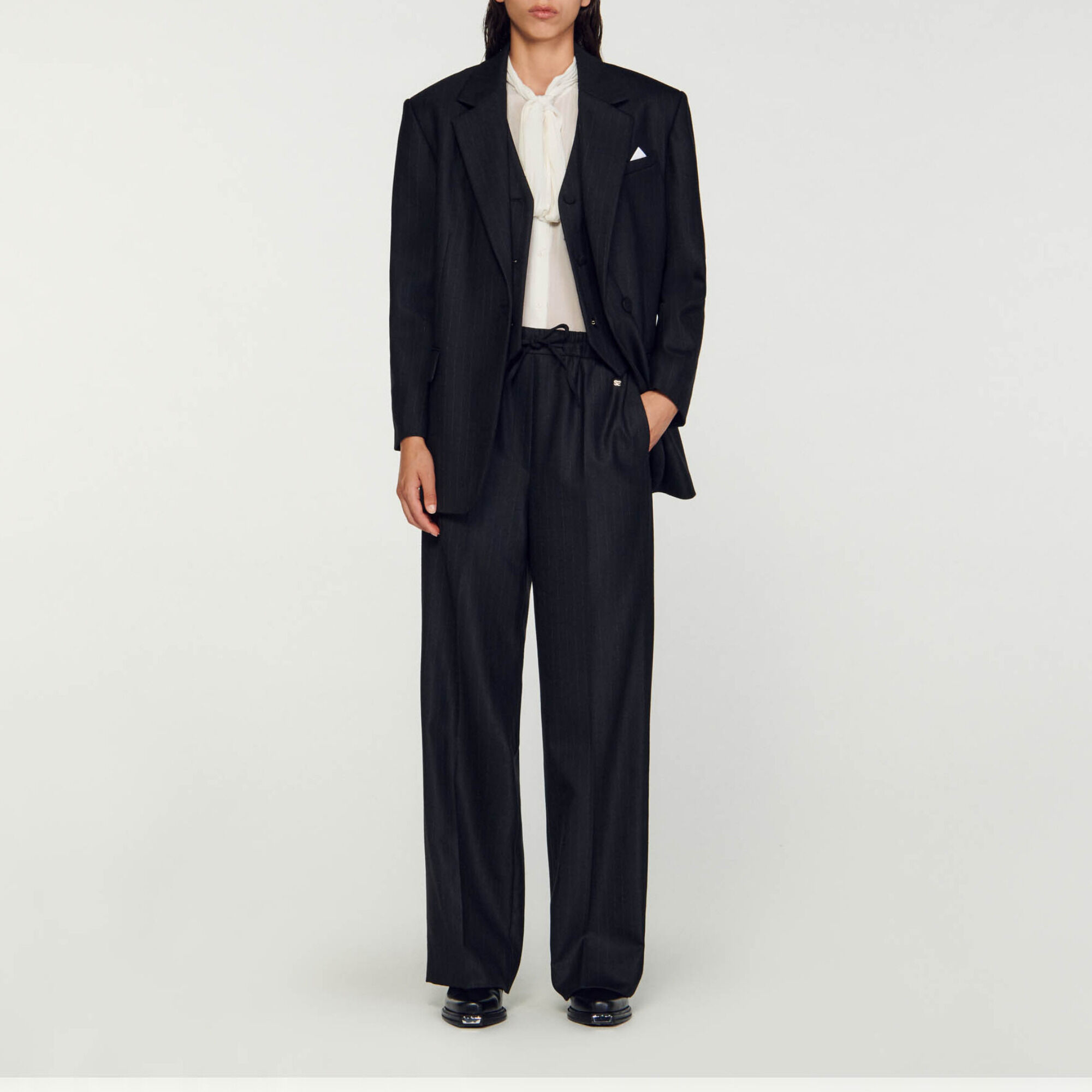 【SANDRO】Sequin Suit Pants Sequin suit trousers white / beige For Women | Sandro Paris