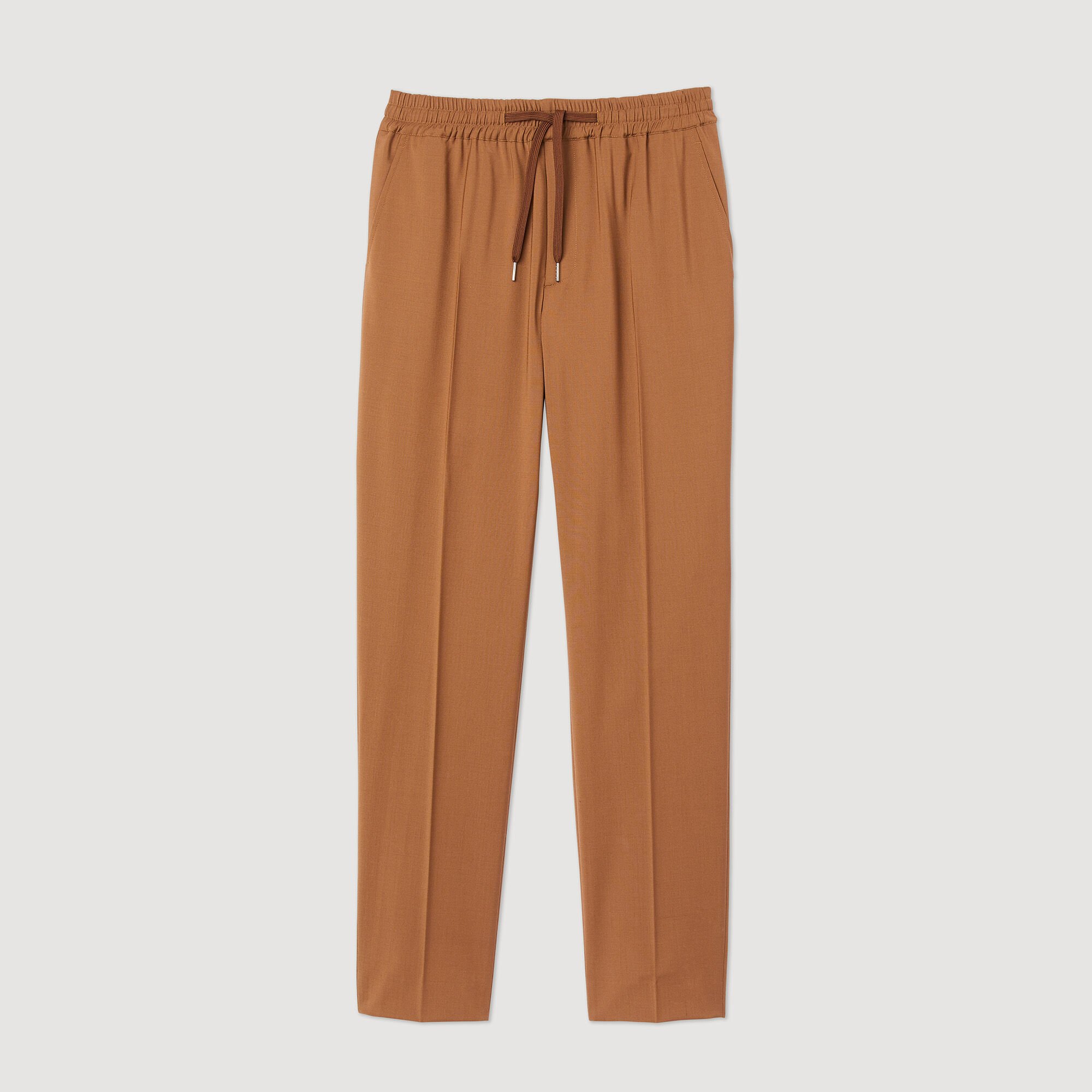 Elasticated straight-leg trousers