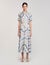 Spiral-motif silk midi dress
