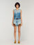 Cropped studded denim vest