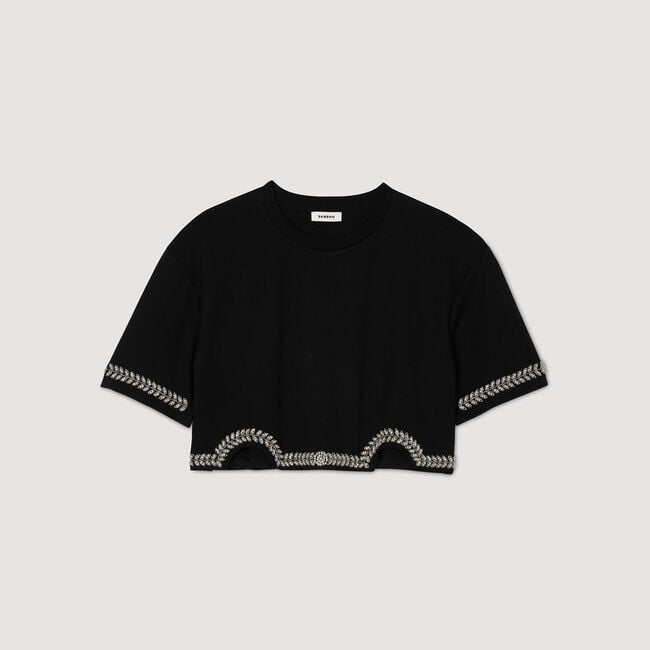 Rhinestone cropped T-shirt