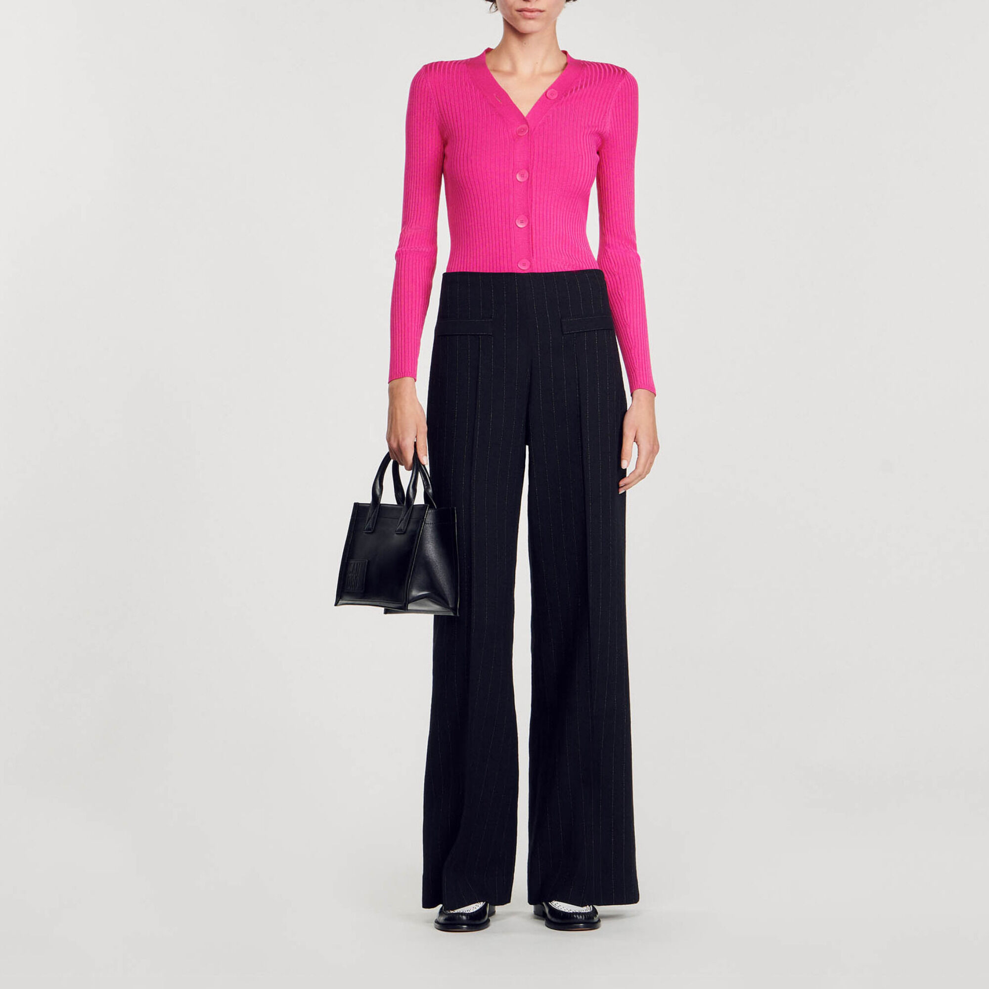 Rib knit cardigan pink For Women Sandro Paris