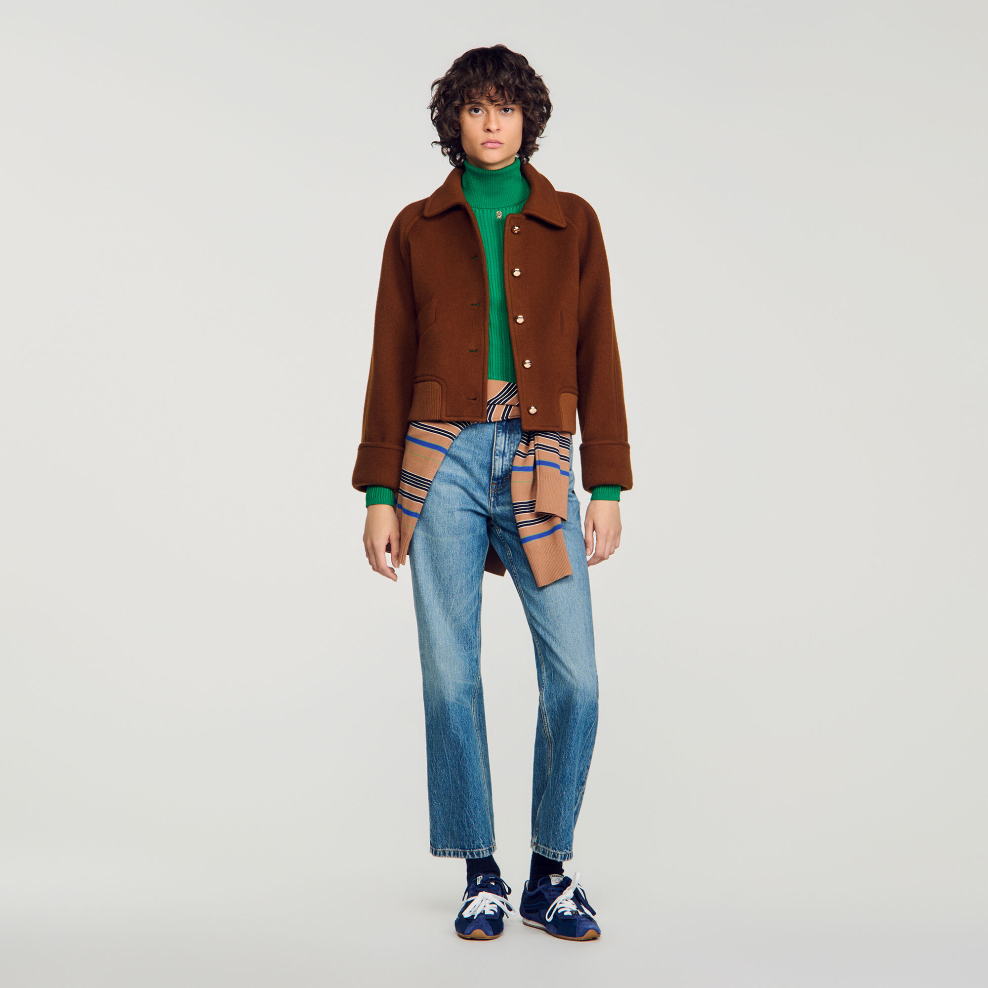 Short wool coat in Camel for Women | Sandro Paris