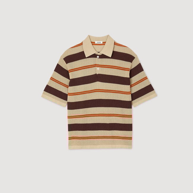 Striped knit polo shirt
