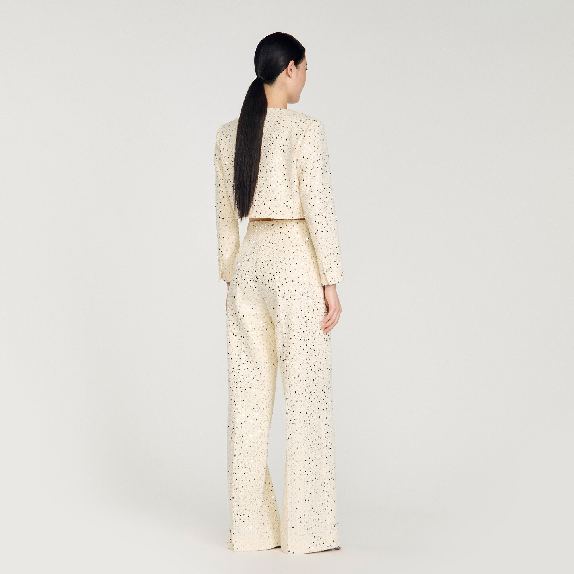 Geometric sequin trousers