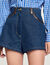 Denim shorts with leather details