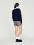 Cable knit sweater with low neckline