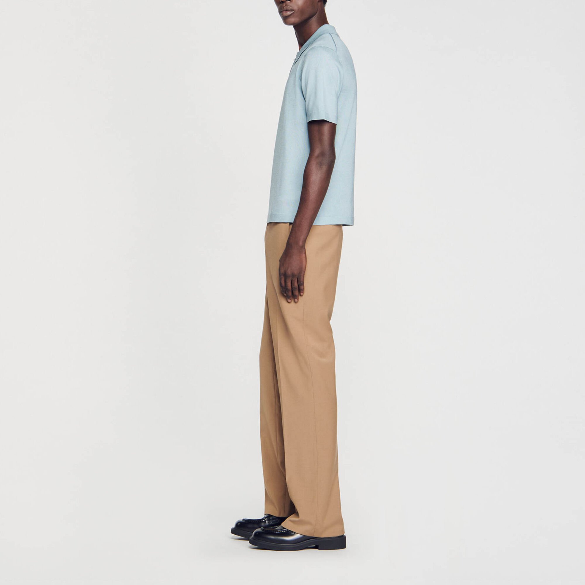 Knitted polo with zip collar