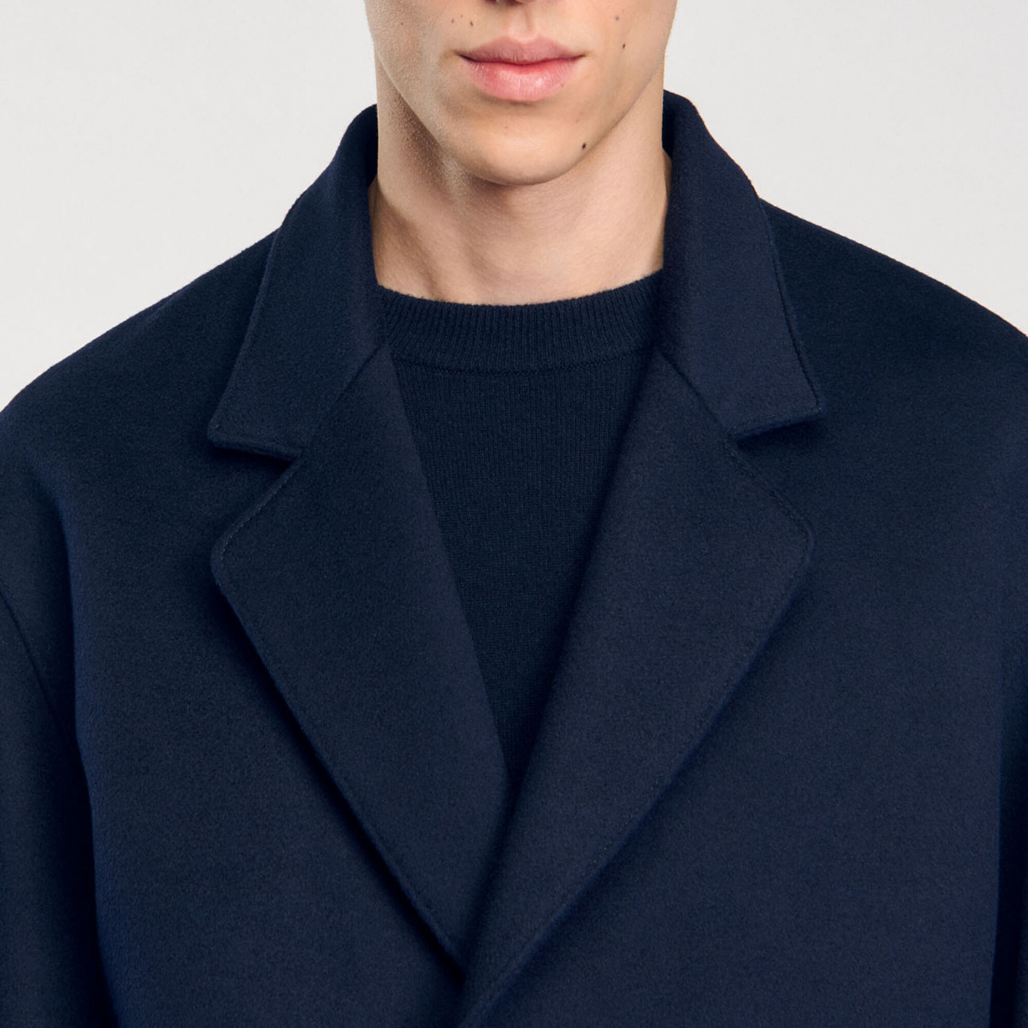 ジャケット・アウター CAROL SHOPPE GRANPA WOOL COAT NAVY GRANDPA COAT - NAVY/GINGER CHECK - Assembly Showroom