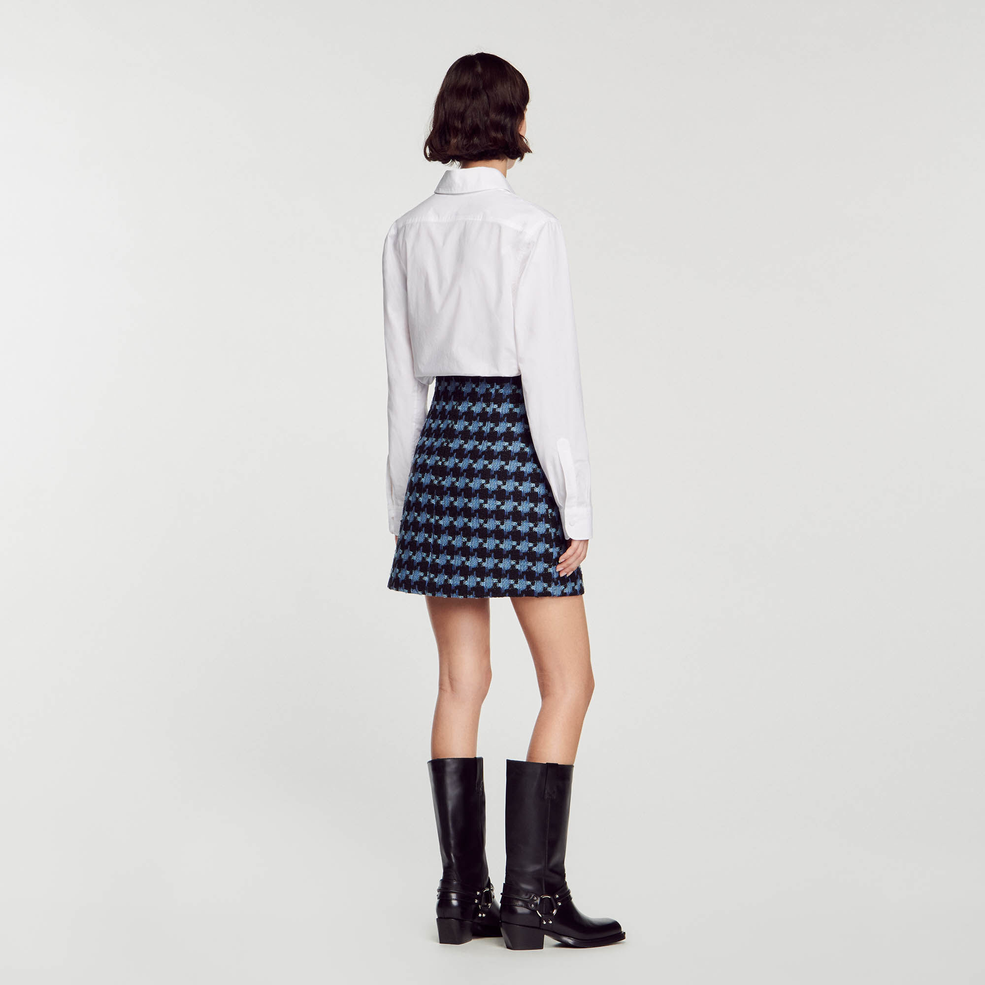 Short tweed skirt Blue | Sandro Paris