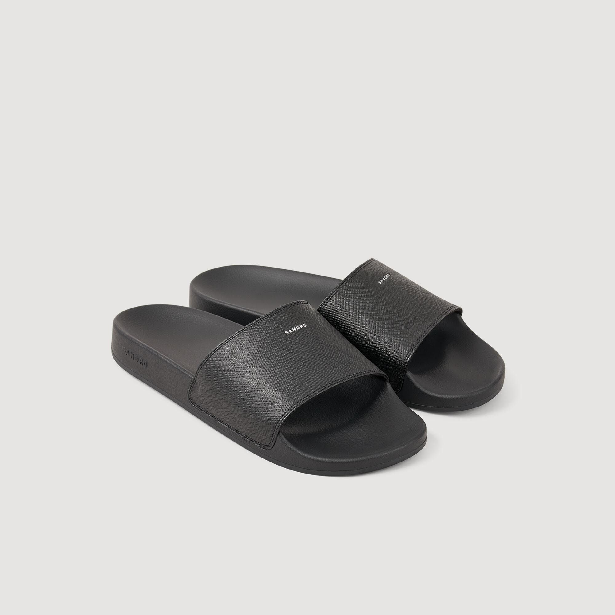 Sandals in reconstituted leather in Black for Men | Sandro Paris