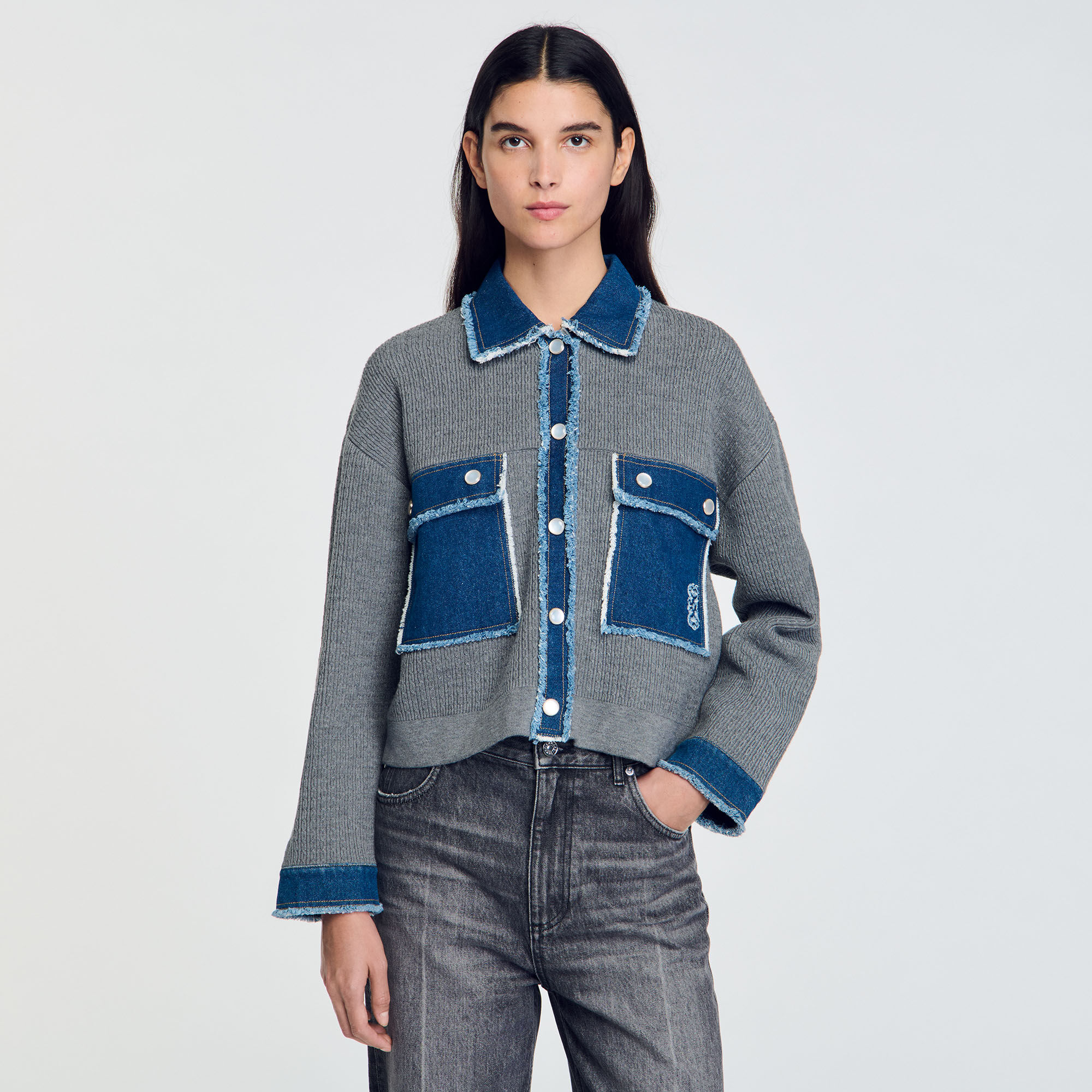 Denim and knitwear coatigan