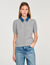 Cardigan with denim collar