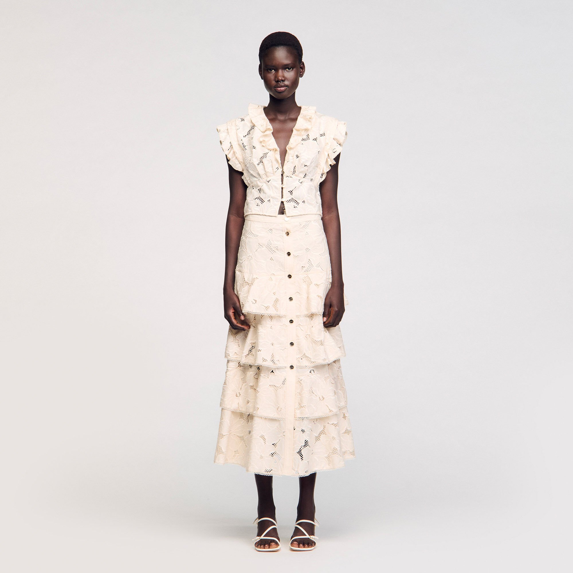 Long frilled skirt