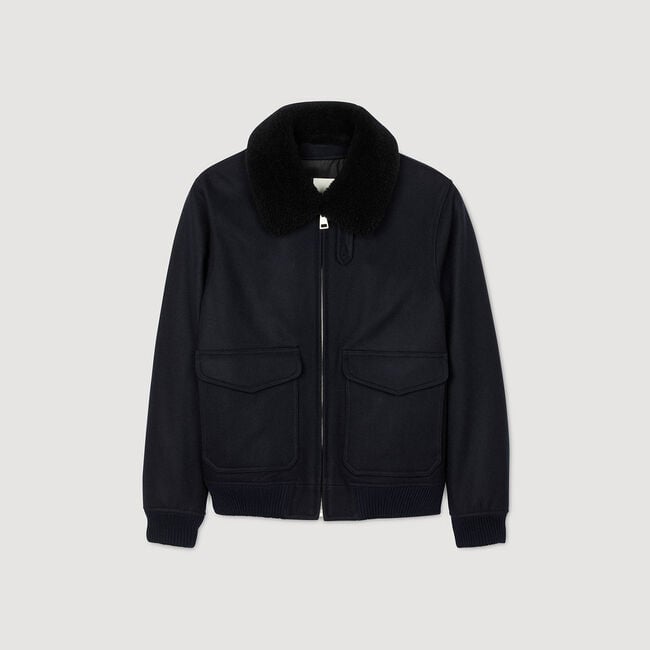 Wool aviator jacket with shearling - Men | Sandro