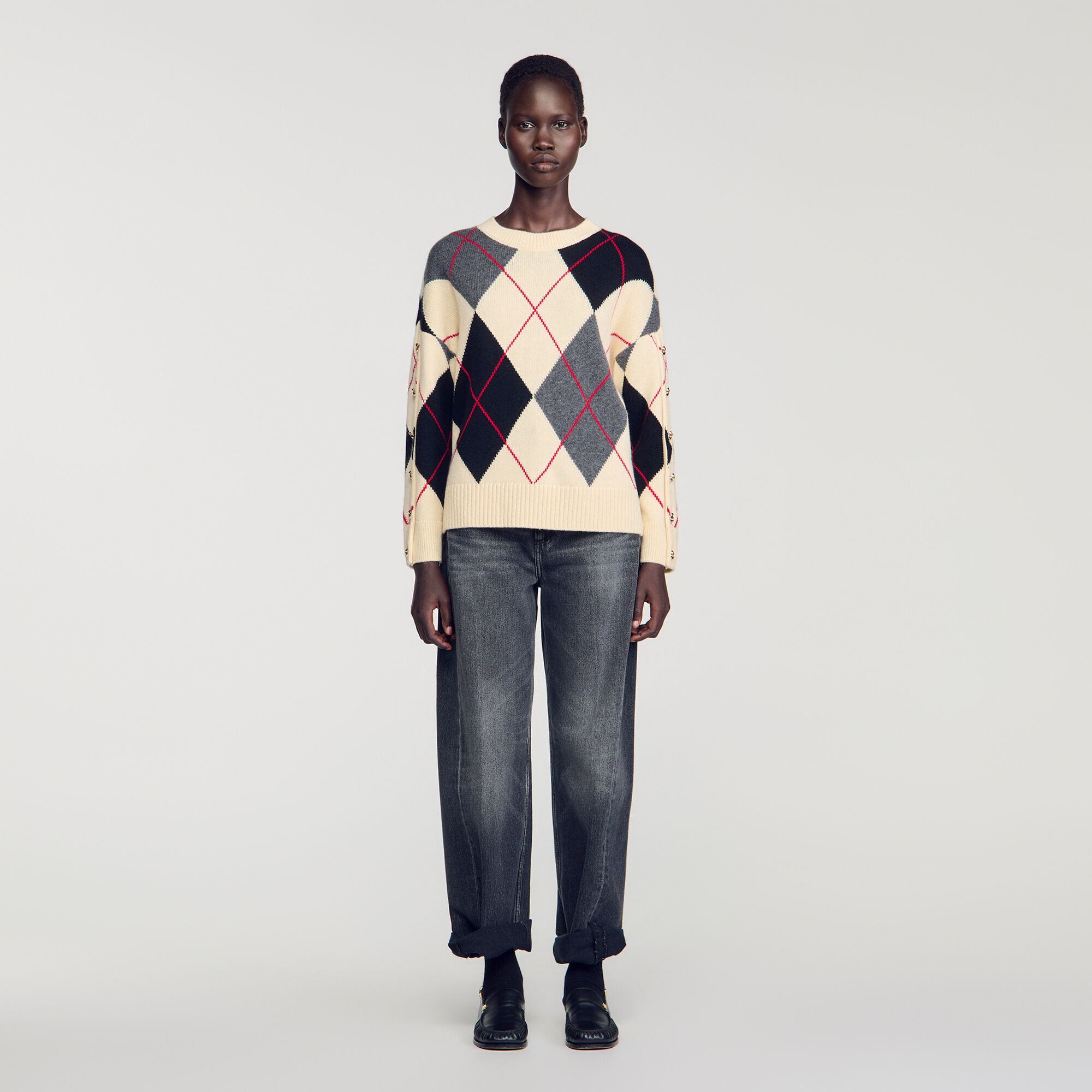 Argyle sweater with buttons - Women | Sandro