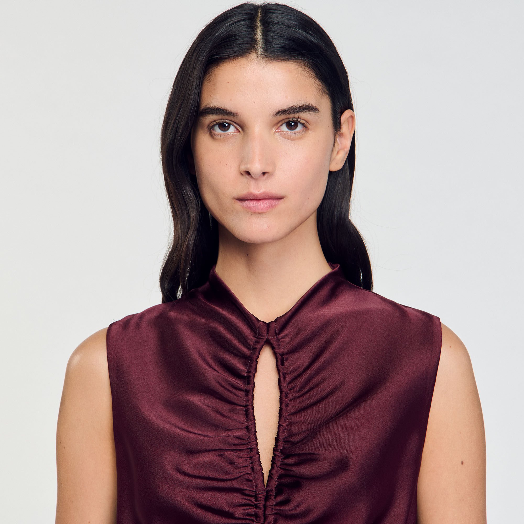 Draped satin-effect dress