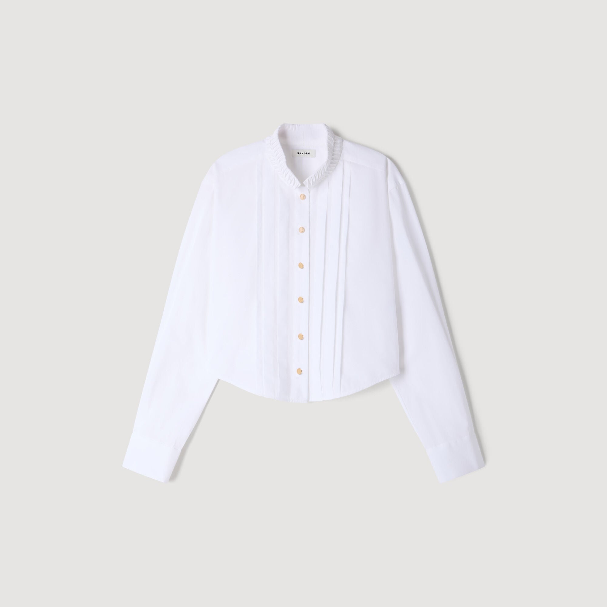 Pleated shirt with origami collar