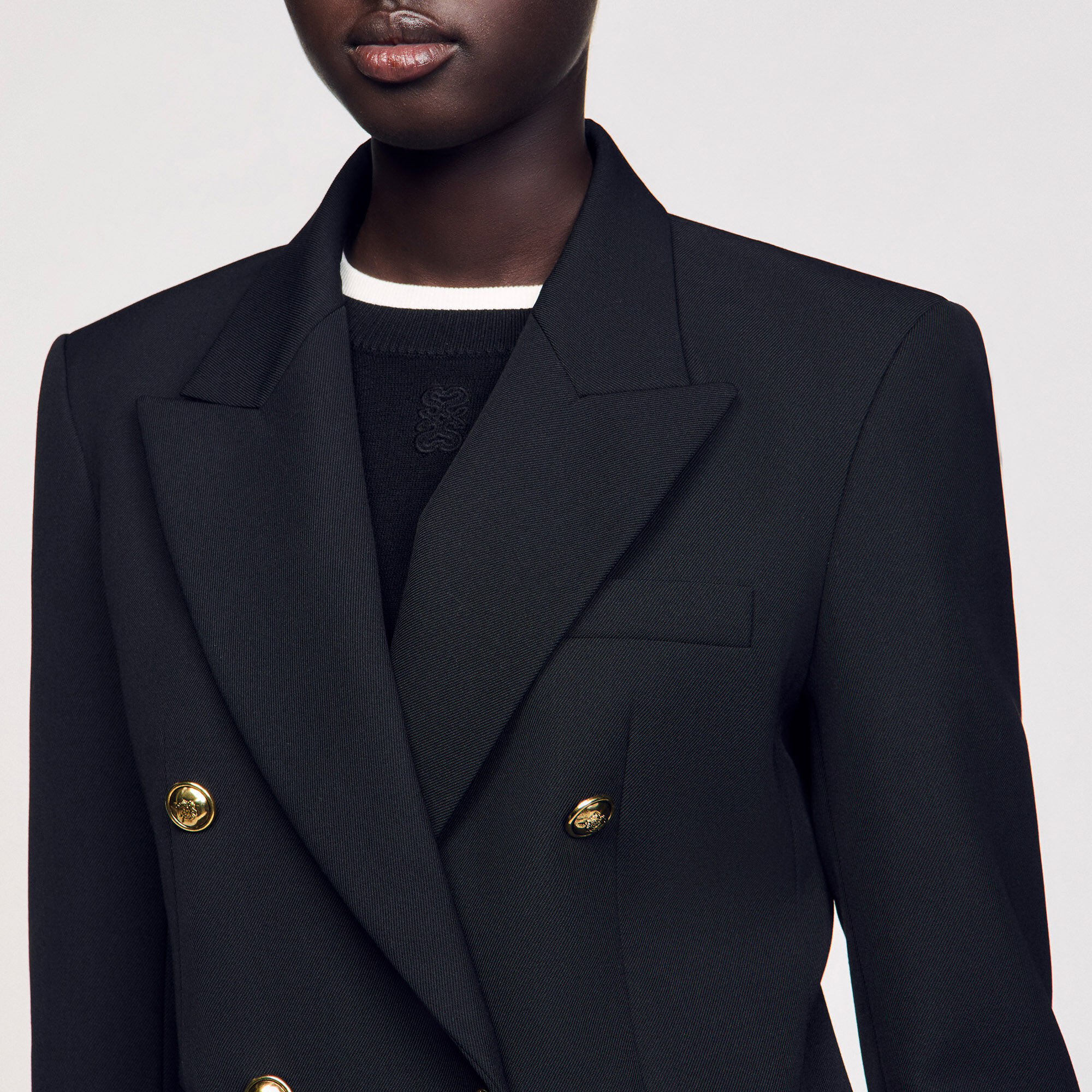 Double-breasted suit jacket black / gray For Women | Sandro