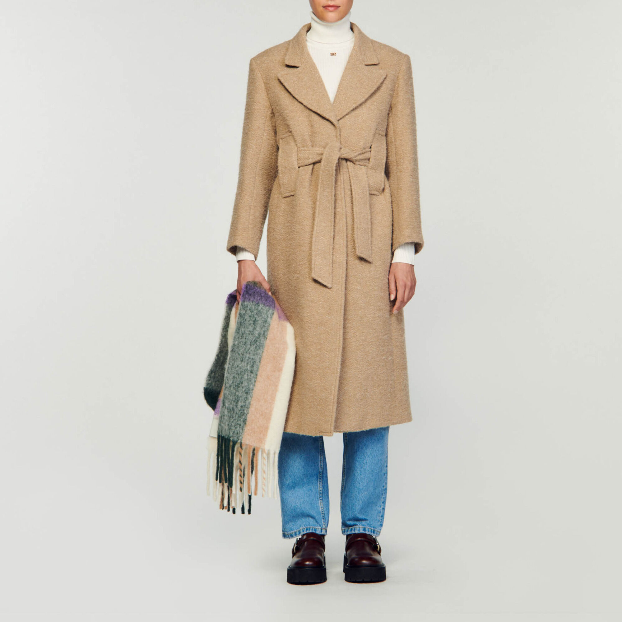 Long boucle coat top