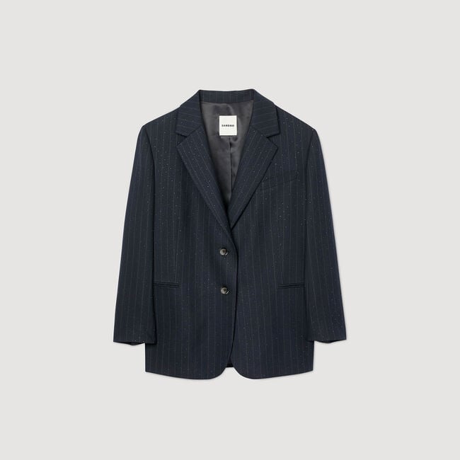 Striped rhinestone suit jacket