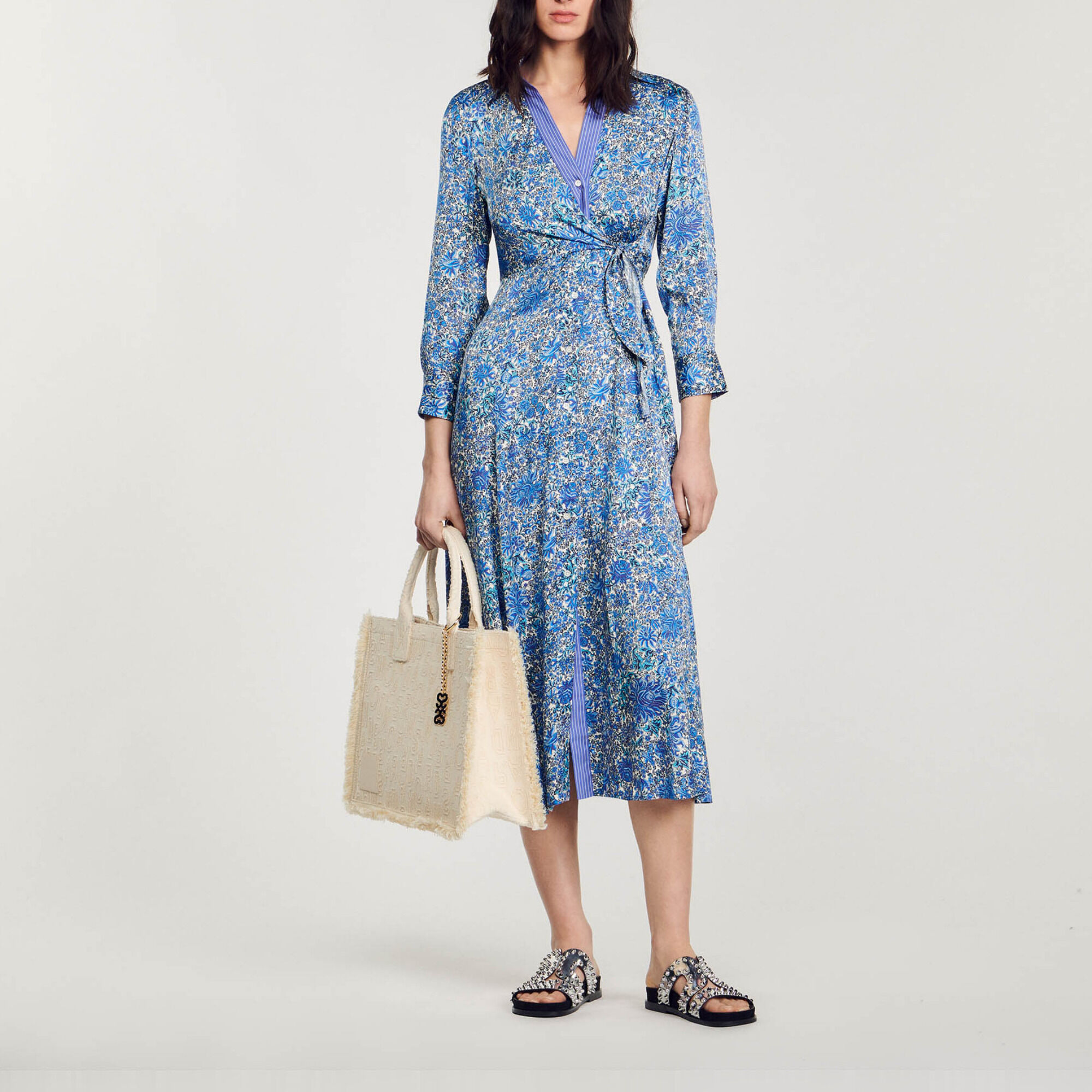 Floral Print Midi Shirt Dress