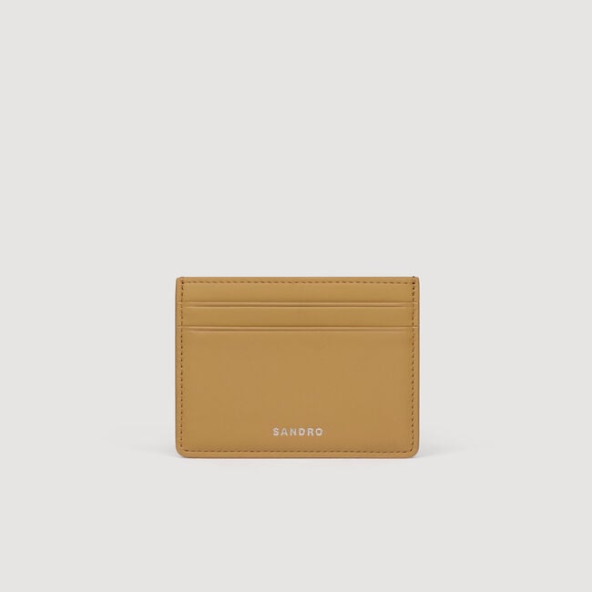 Embossed logo leather card holder