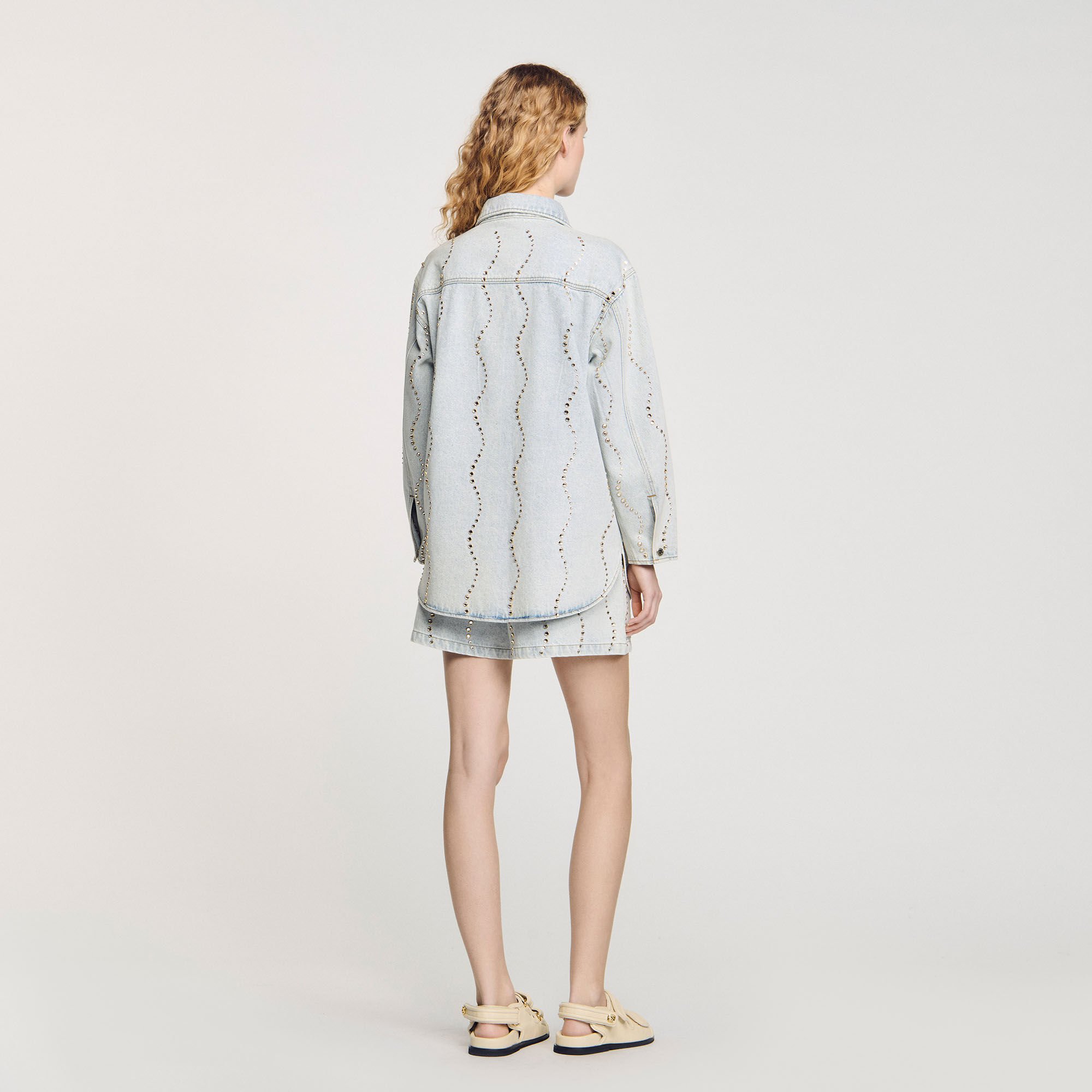 Denim shirt with rhinestones