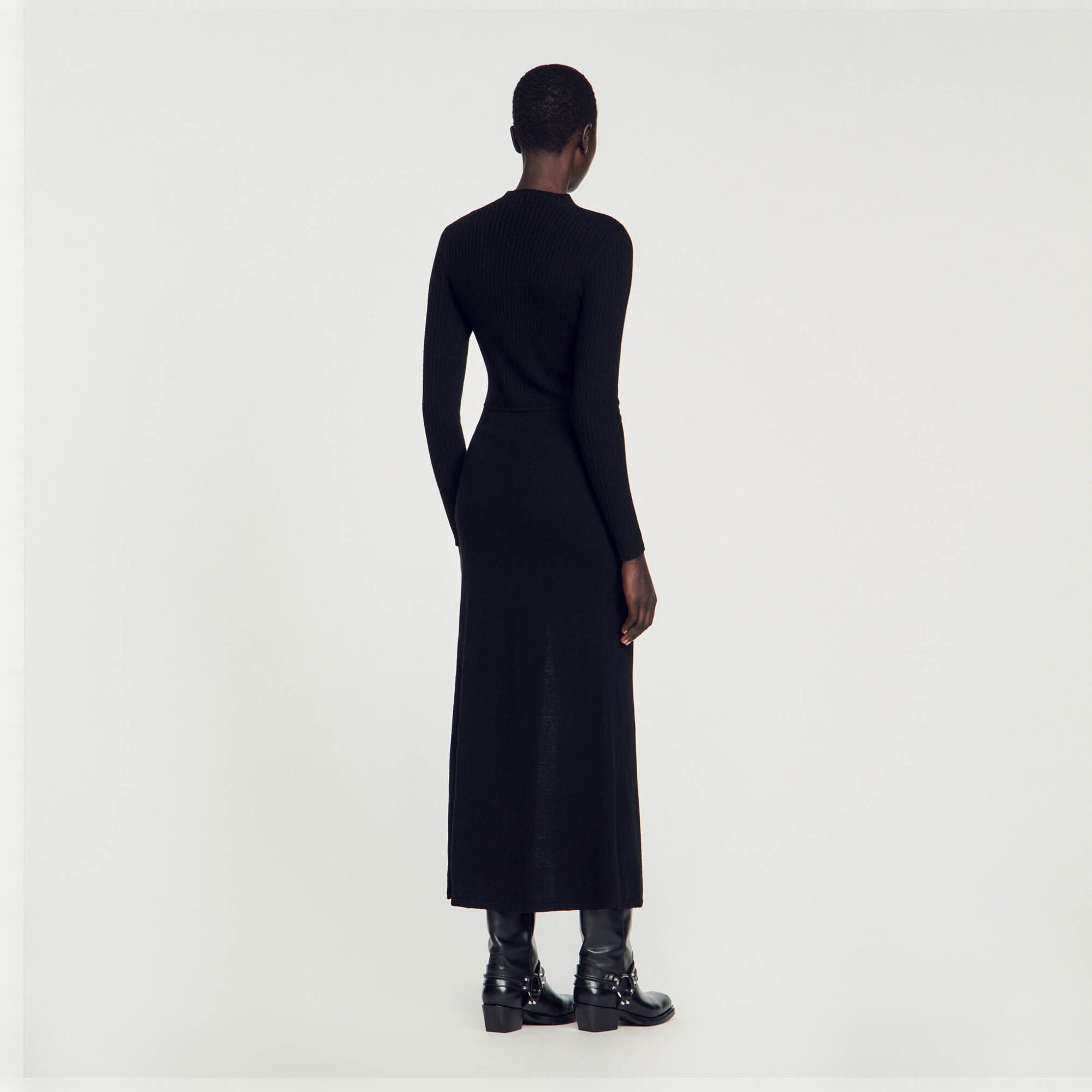 Long, gathered knit dress
