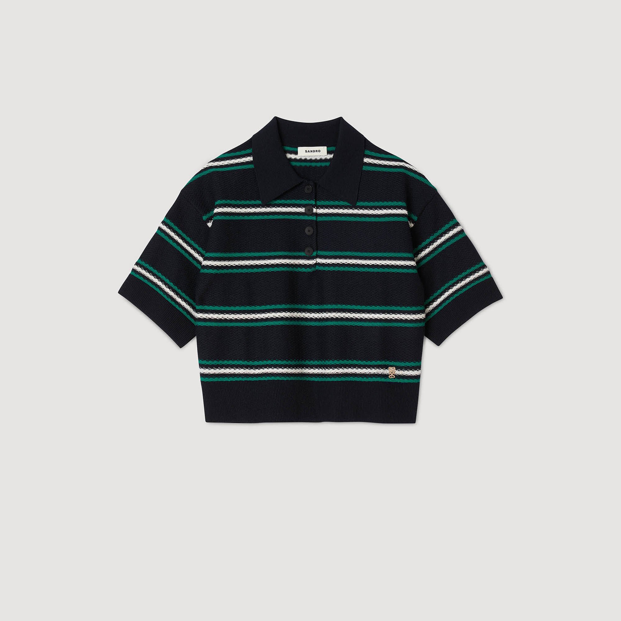 Polo-neck striped sweater
