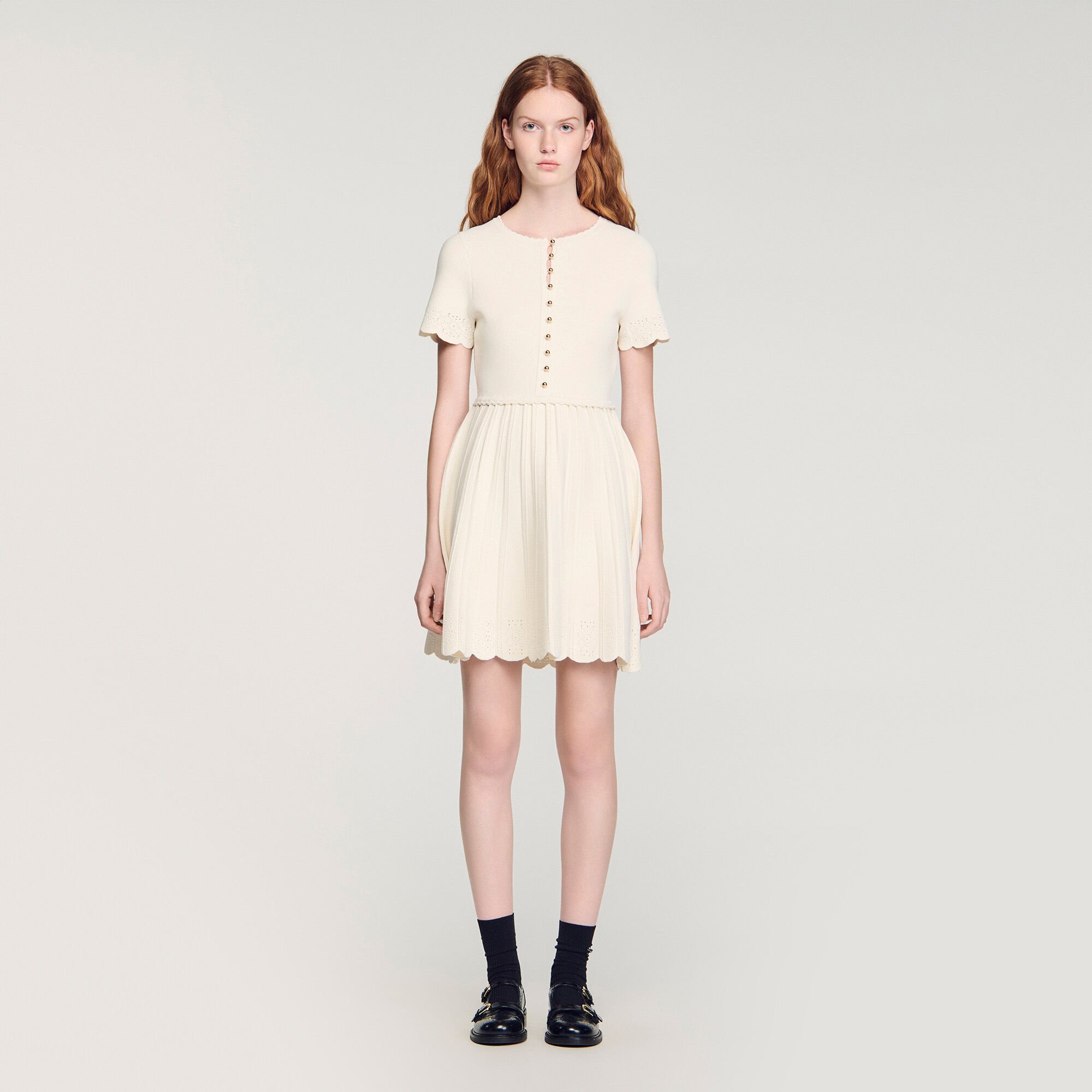 Pointelle knit mini dress