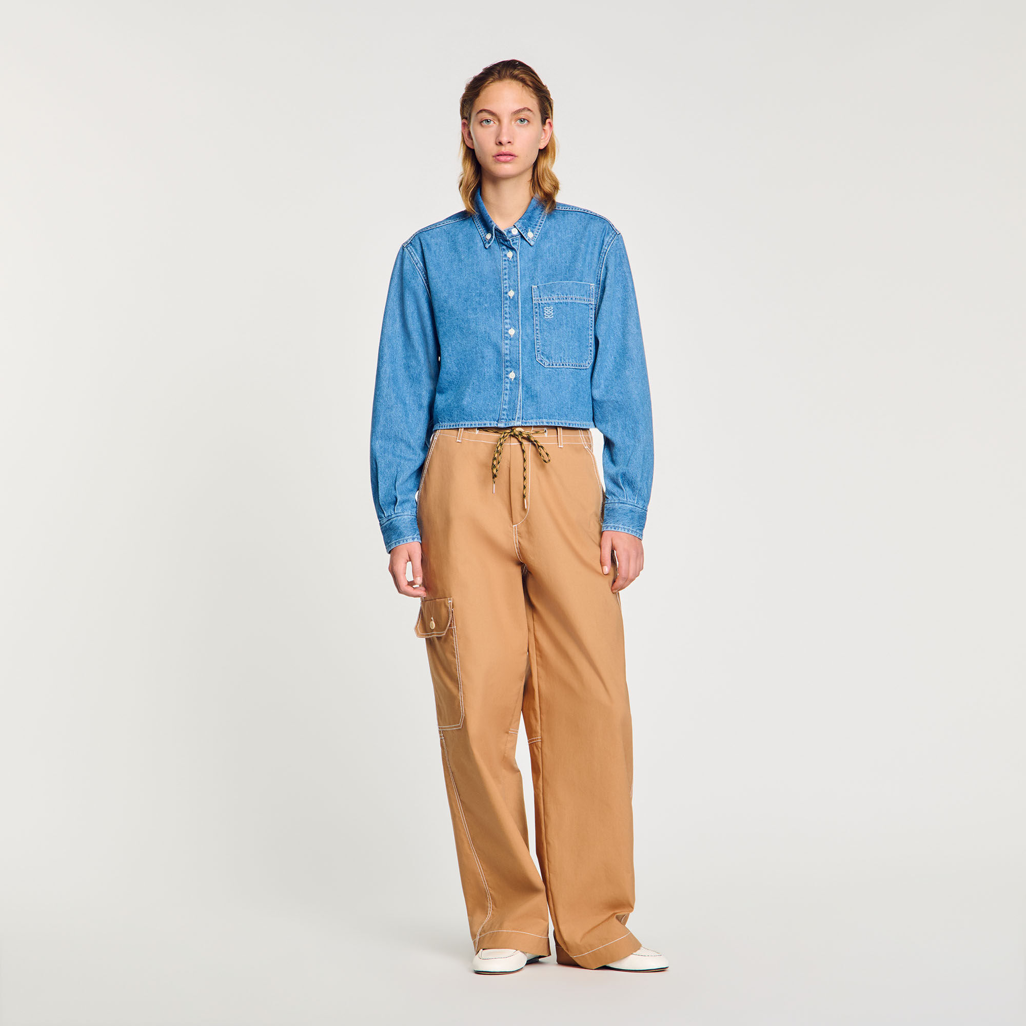 Denim cropped shirt