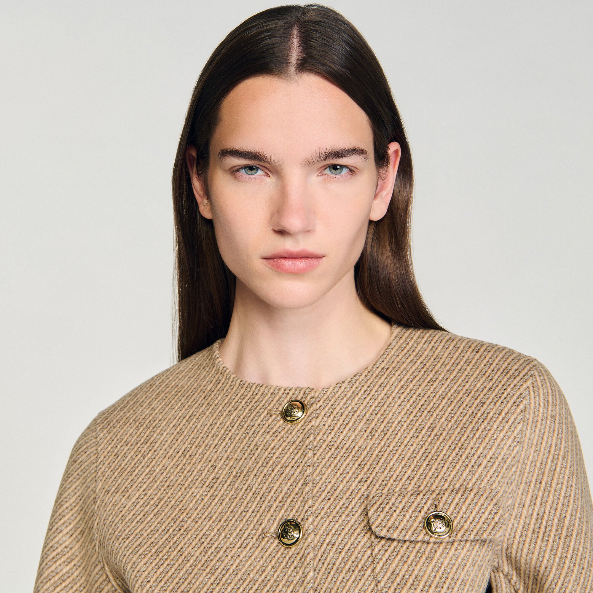 Cropped button-down jacket