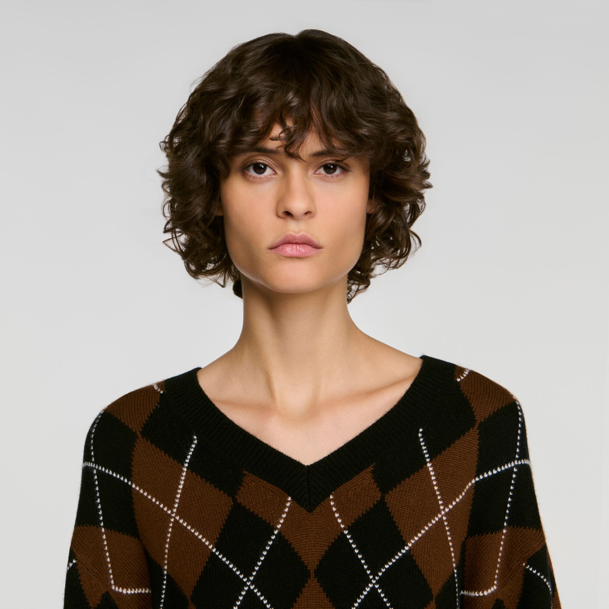 Rhinestone Argyle sweater - Women | Sandro