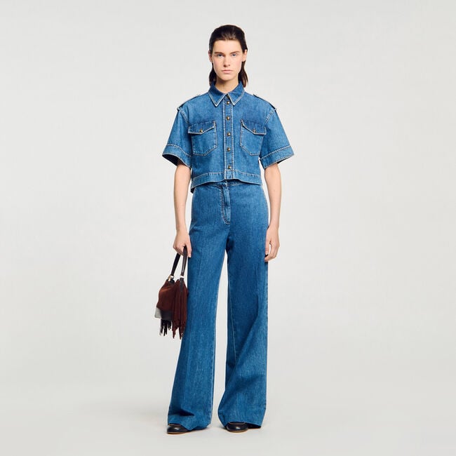 Cropped denim shirt