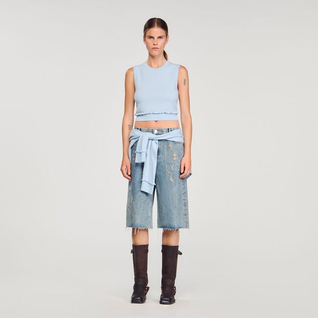 Ruffled cropped sweater