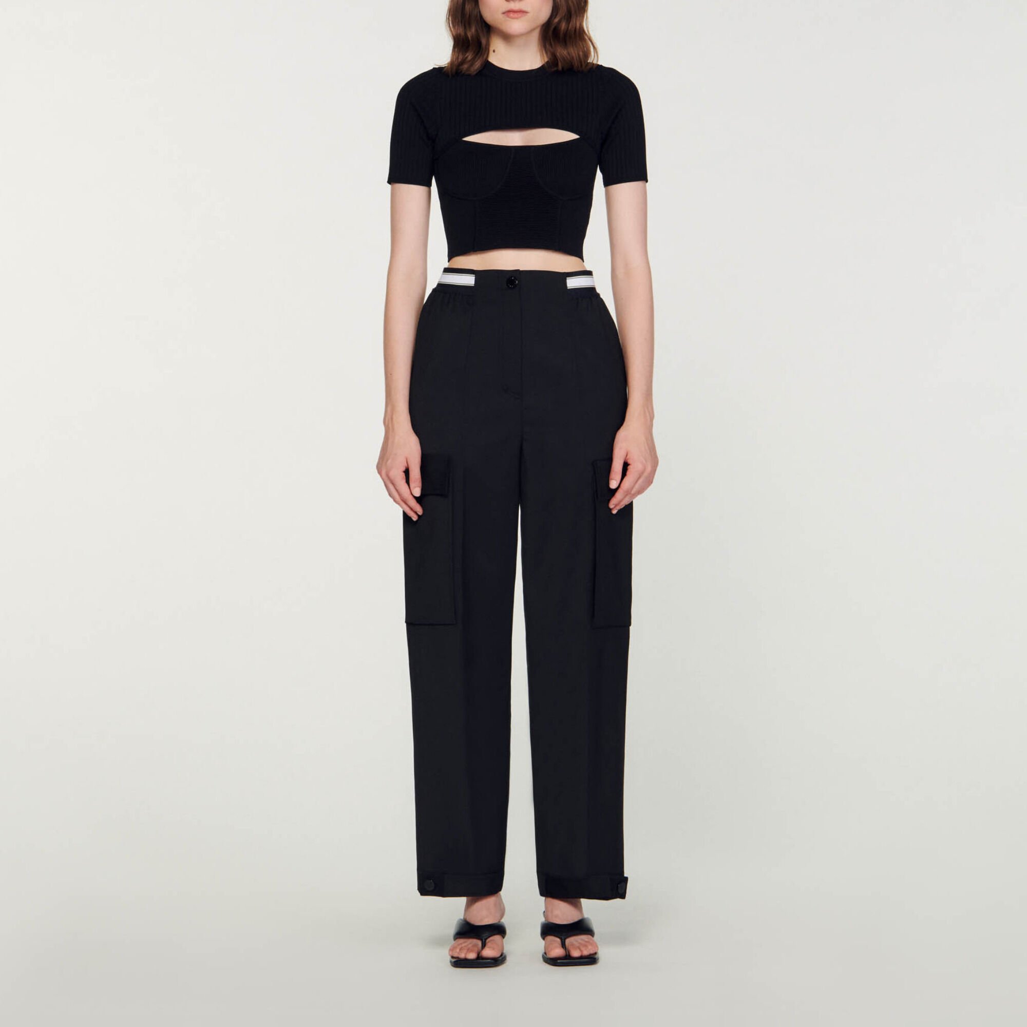 Cropped openwork jumper