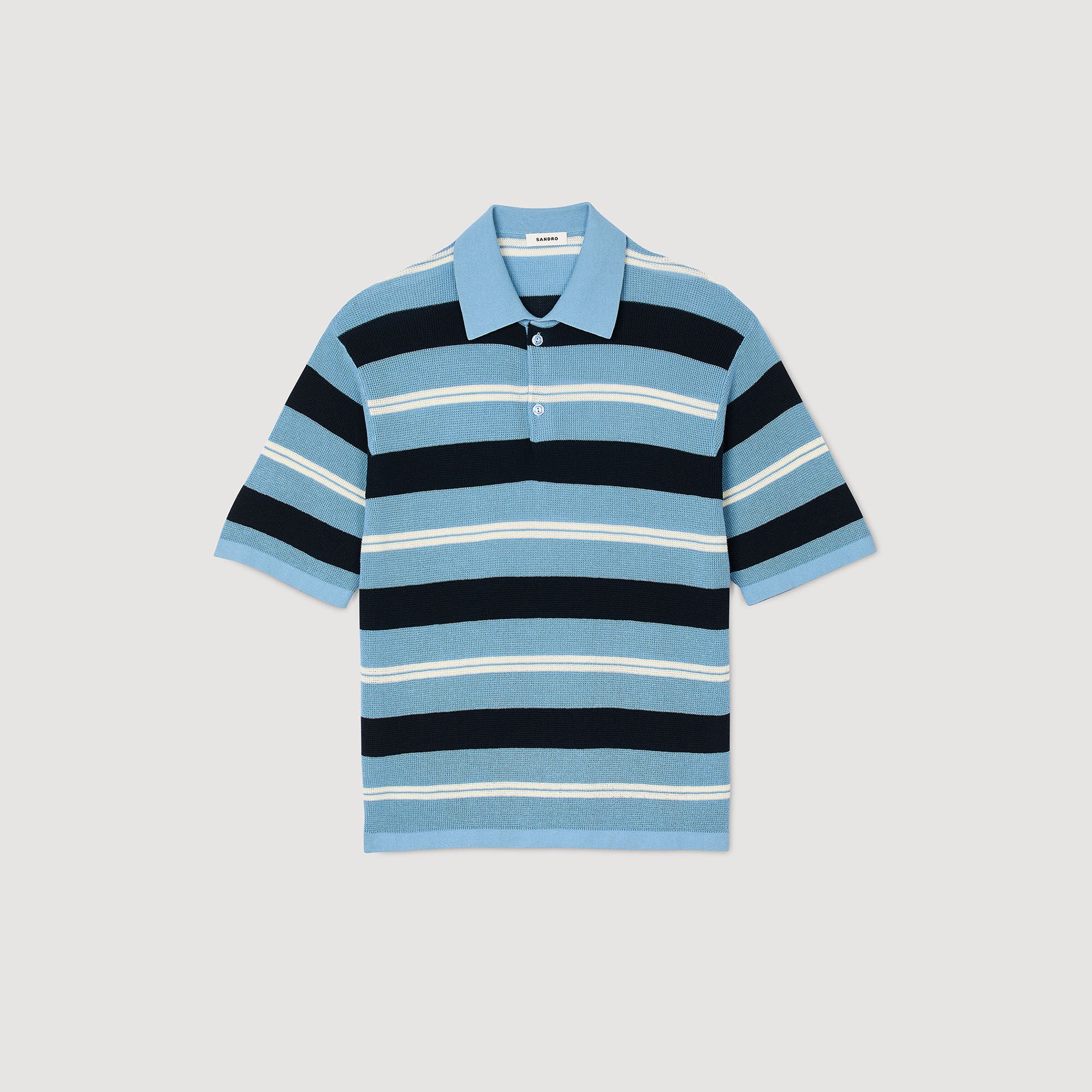 Striped knit polo shirt