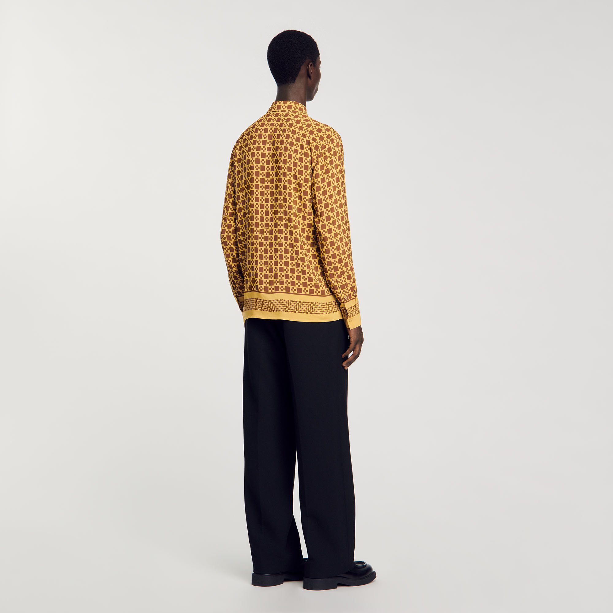 Square cross motif flowing shirt