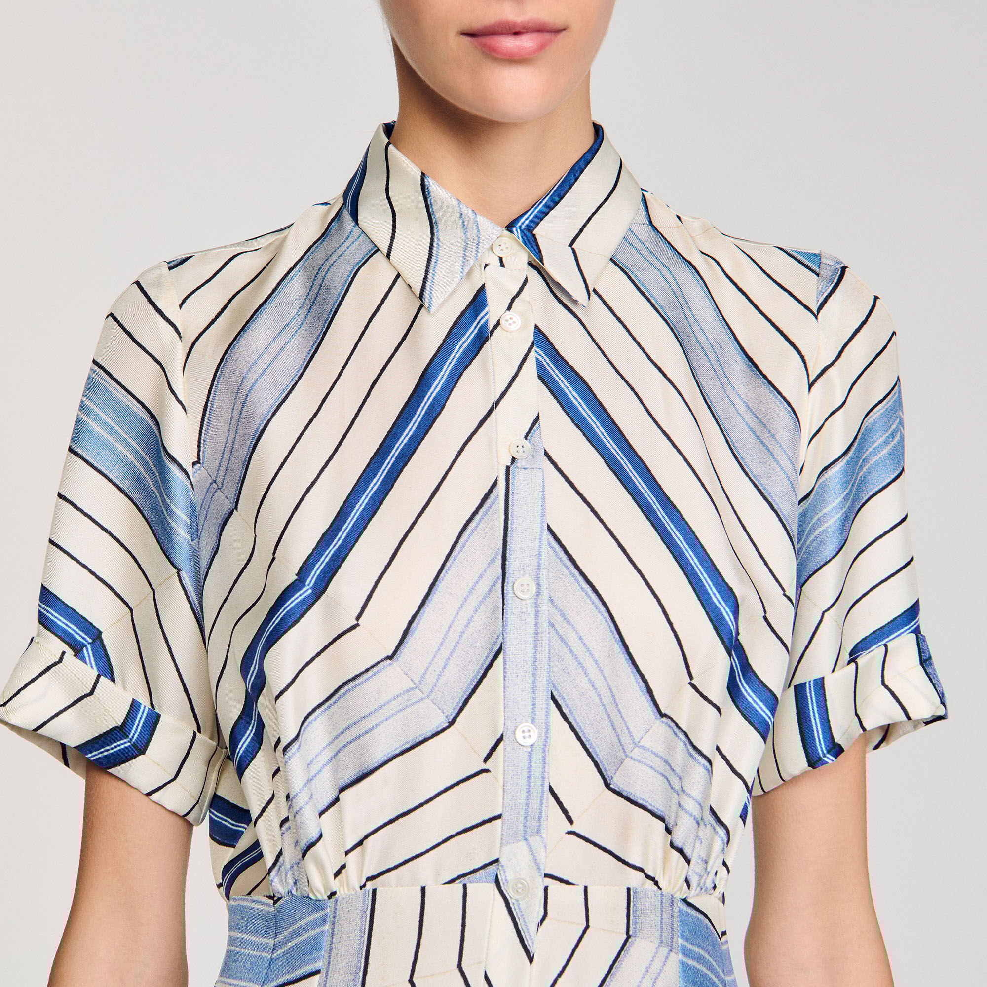 Spiral-motif silk midi dress