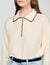 Contrast polo-neck knit sweater