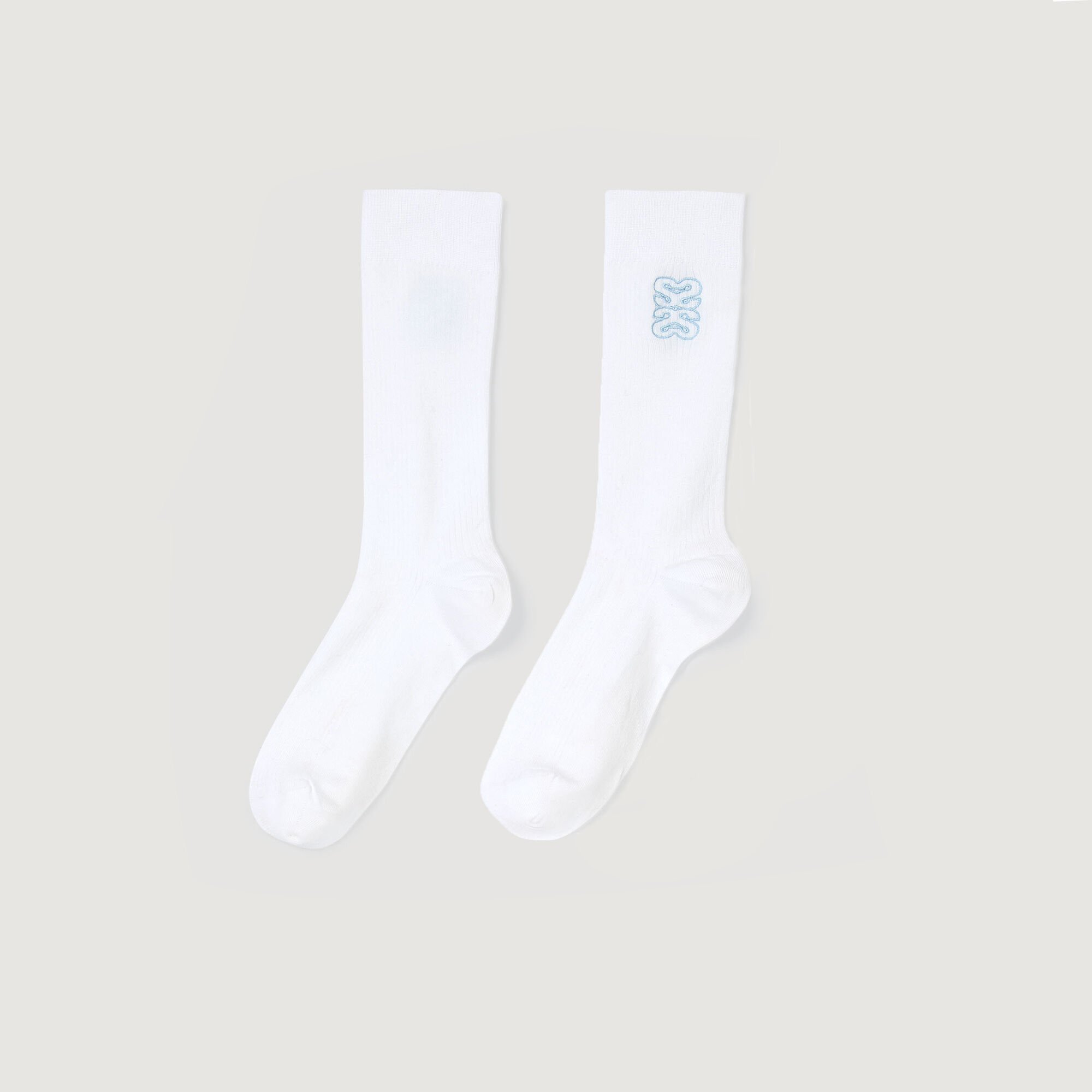 Embroidered socks white / beige For Women | Sandro Paris