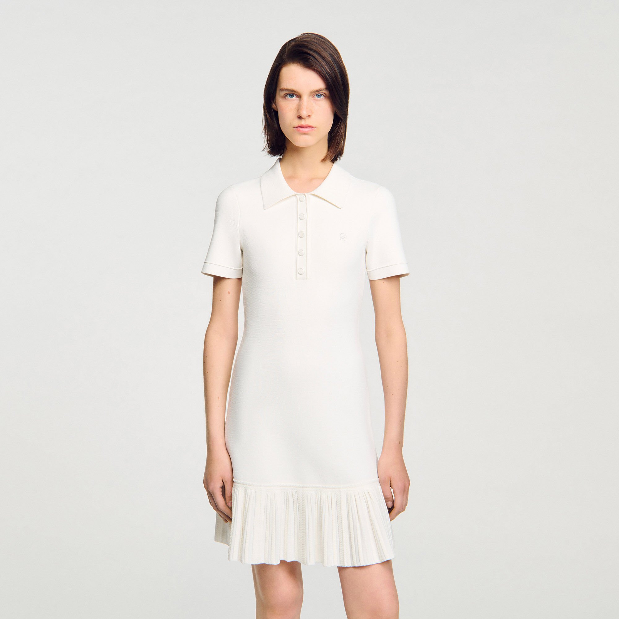 Mini knit dress with polo neck