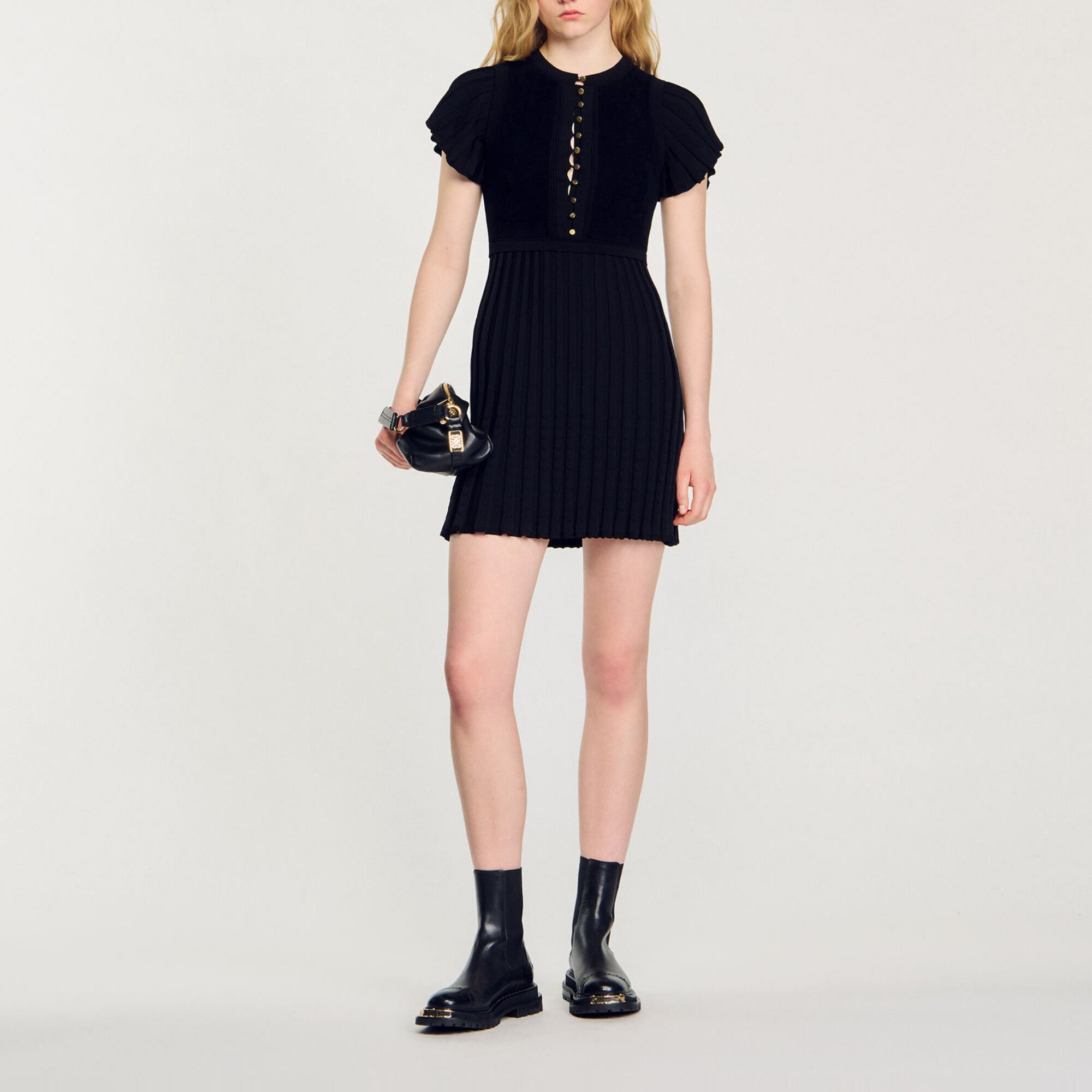 Pleated knit dress