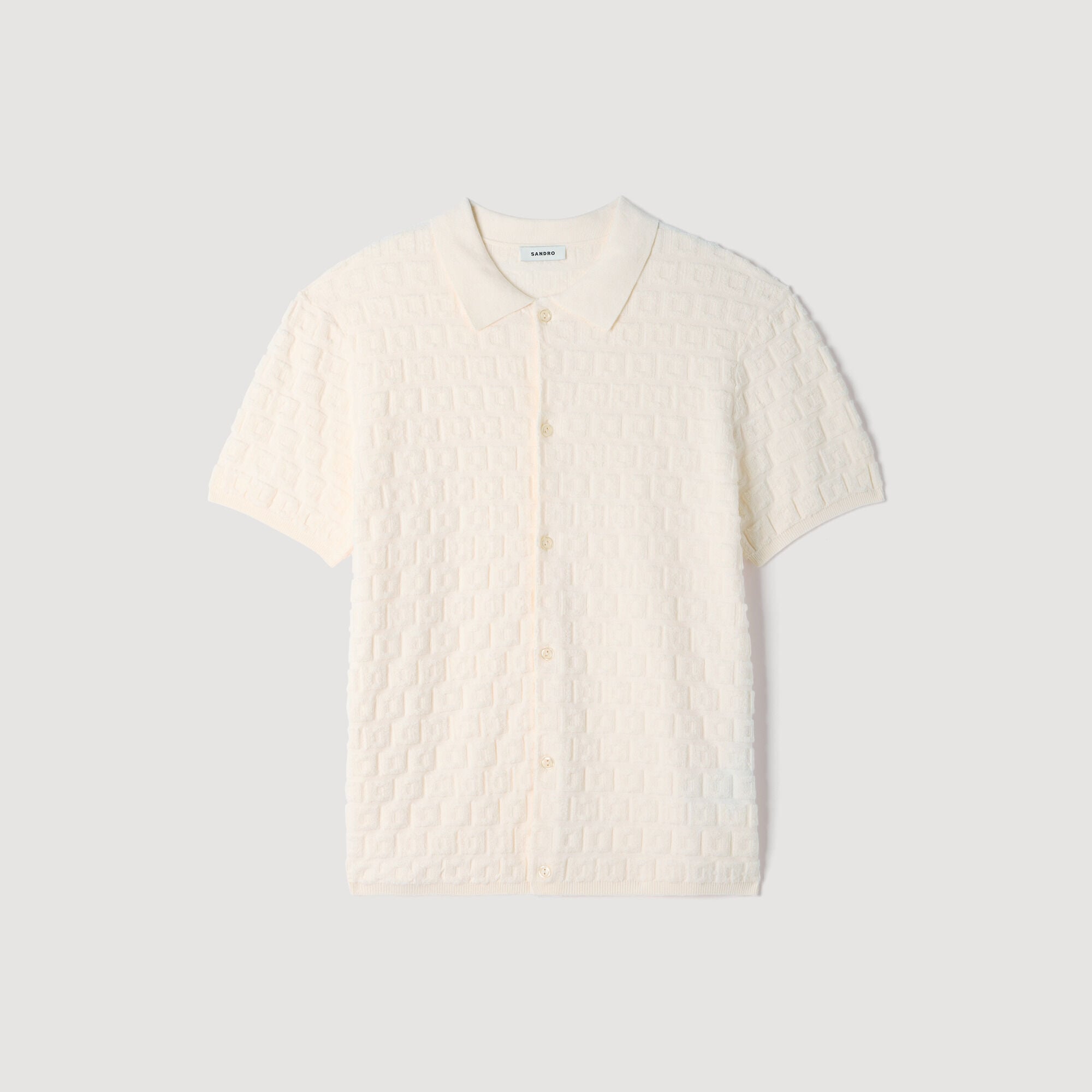 Terry knit shirt in Ecru for Men | Sandro Paris