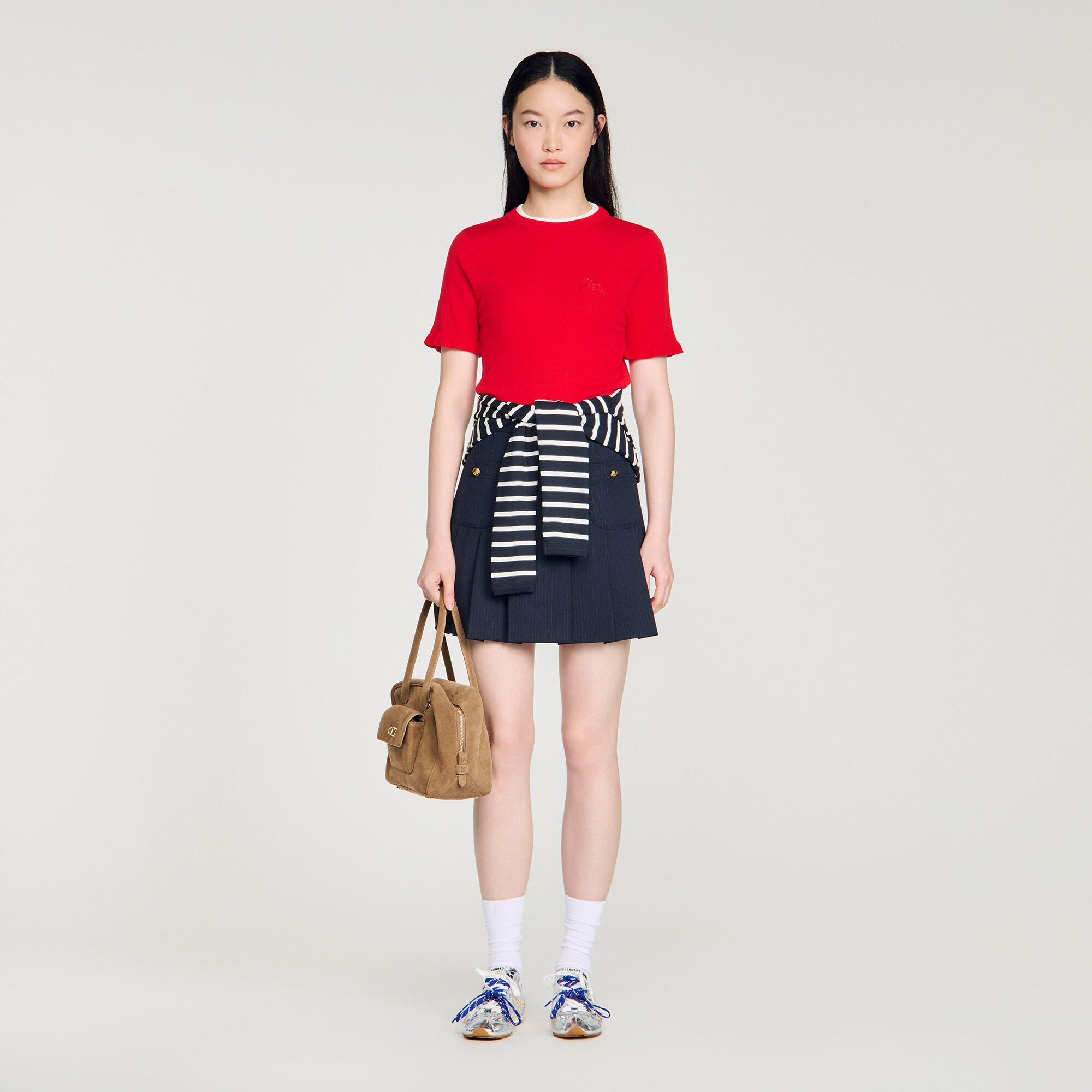 Contrast collar wool jumper