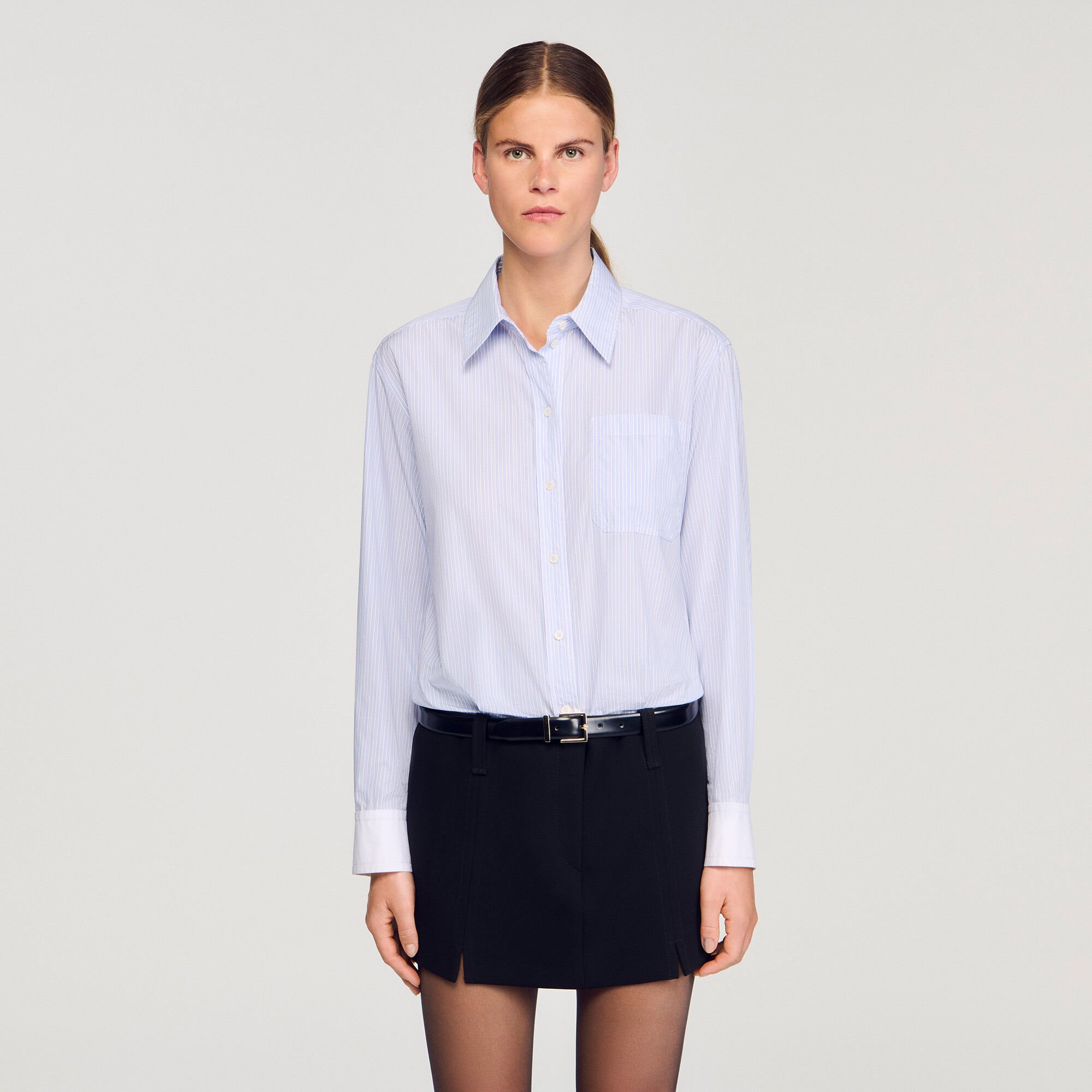 Mini dress with dual materials Mini dress with dual materials