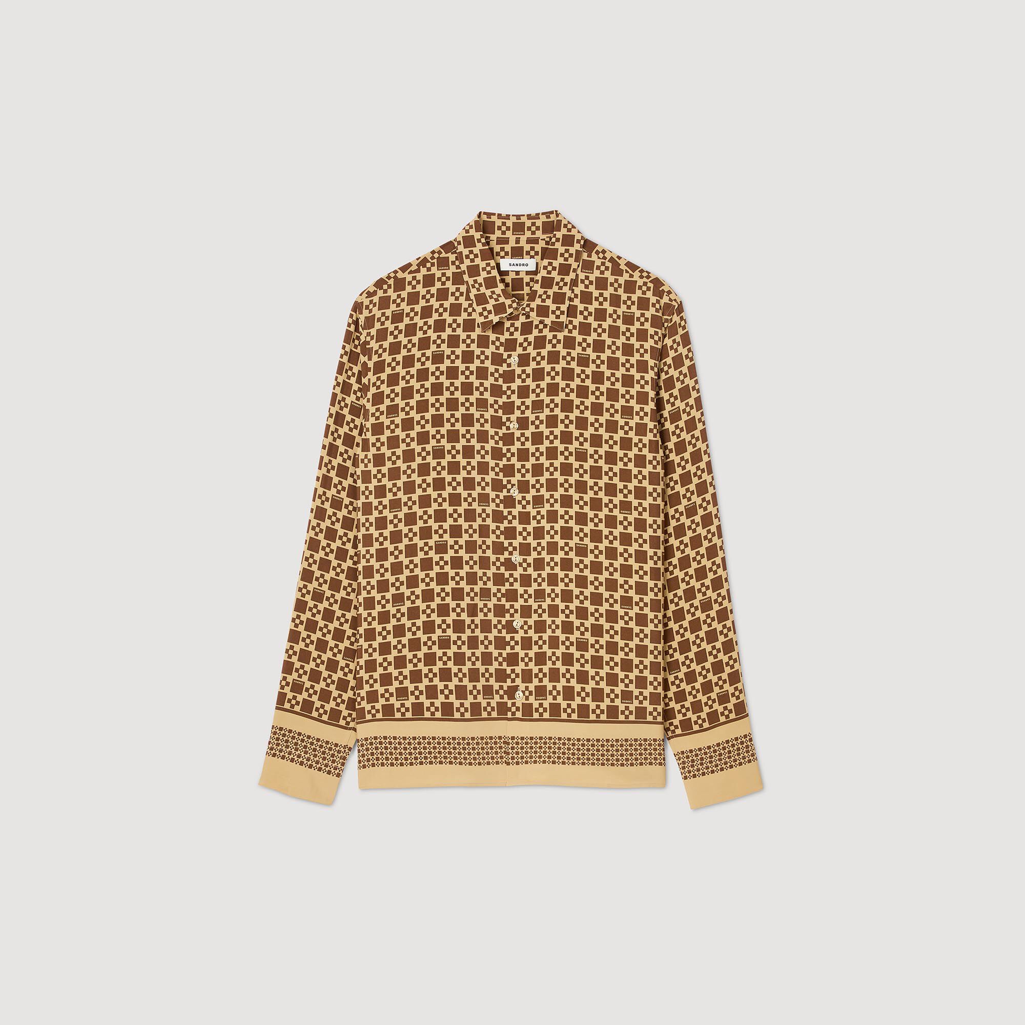 Square cross motif flowing shirt