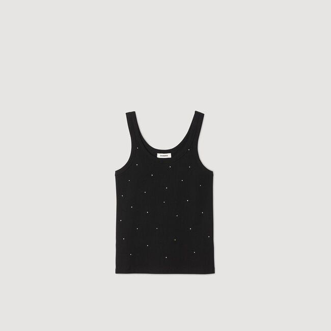 Jersey tank with rhinestones